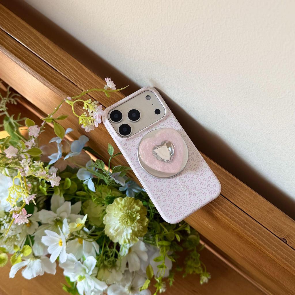 Compatible with iPhone 17 Pro Max, 16 Pro: Blue Floral Heart Magnetic Case