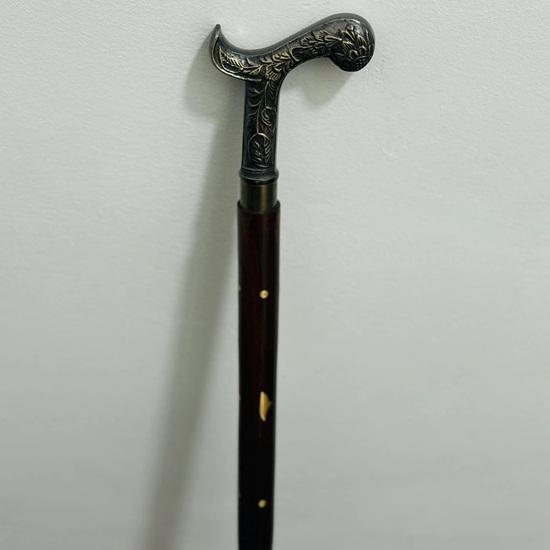 Wooden Walking Stick Victoria Design Brass Head Antique Style Rare Cane London Seller Birthday Gift