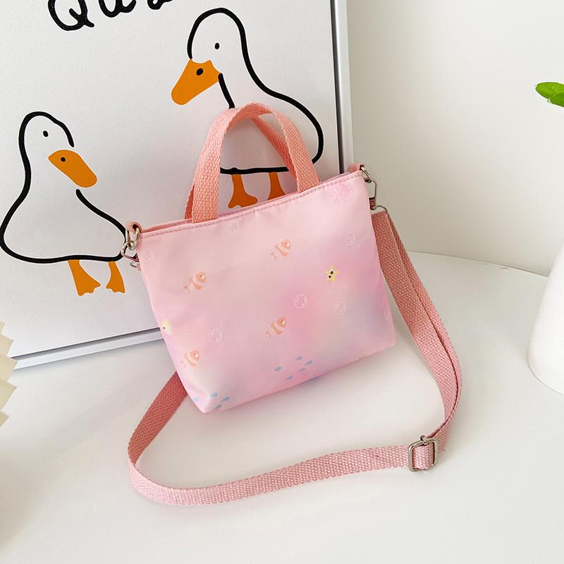 Adorable Korean Style Children's Mermaid Print Canvas Crossbody Bag For Girls