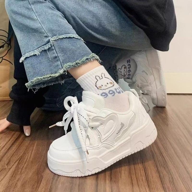 Thick Baseplate Shoes Women's New Autumn Versatile Shoes Women's Shoes Niche Dopamine White Shoes