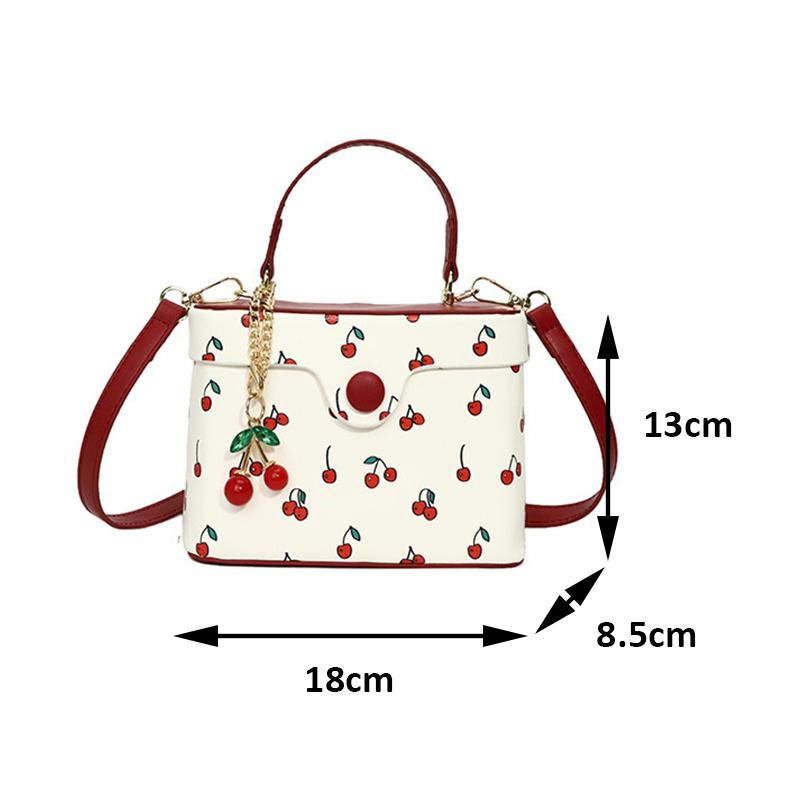 Summer New Square Crossbody Bag for Women Cute Cherry Buckle Handbags Versatile Commute Single Shoulder Bags CLE