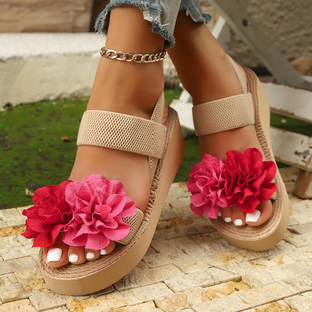 Fashion Women Minimalist Wedge Sandals Open Toe Thick Soled Platform Casual Sandals Ankle Strap Slingback Solid Color Shoes for Women
