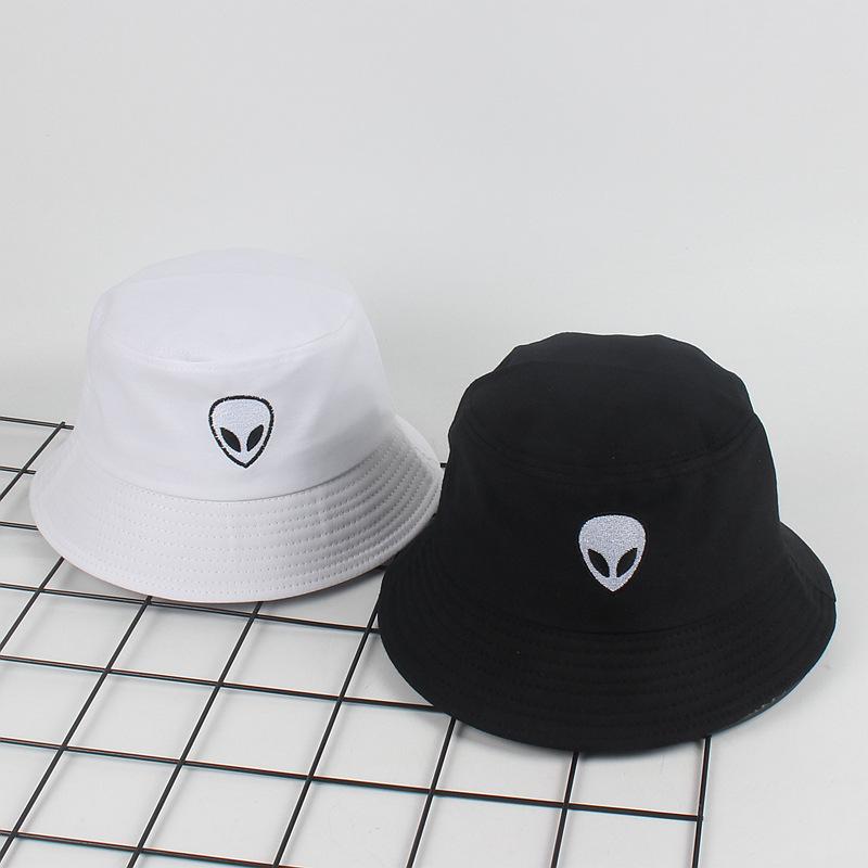 Black White Solid Alien Bucket Hat Unisex Caps Hip Hop Gorros Men Women Summer Panama Cap Beach Sun Fishing Hats Cotton Sunhat