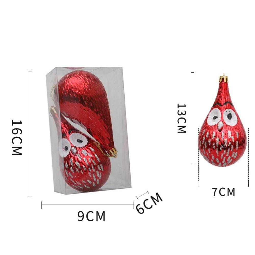 Red Christmas Hanging Decoration Electroplated Pinecone Acorn Owl Xmas Ornament Ball Shopwindow Plastic Christmas Tree Ornament