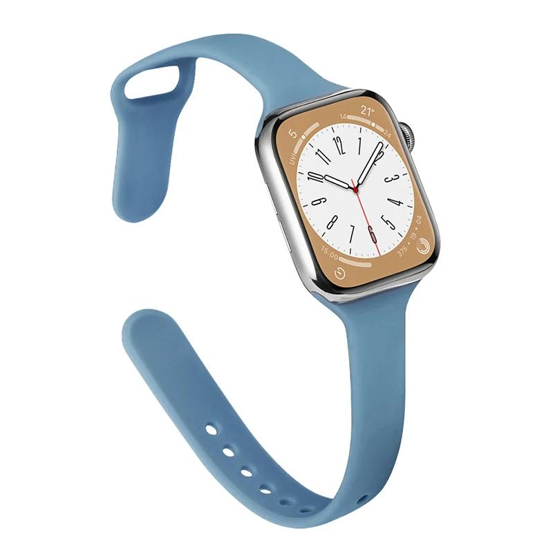 Slim Strap for Apple Watch Band 44mm 40mm 38mm 42mm Ultra 49mm Silicone Bracelet Correa iWatch Series 6 Se 5 4 3 7 8 45mm 41mm