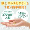 Dear-Natura Iron & Multivitamins Supplement, 90 Tablets (90 Days) - Made In Japan by Asahi - 1 Tablet/Day