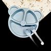 Wheat Bear Children's Plate Set 3-piece Cartoon Tableware Students Divided Breakfast Plate Delivery Spork