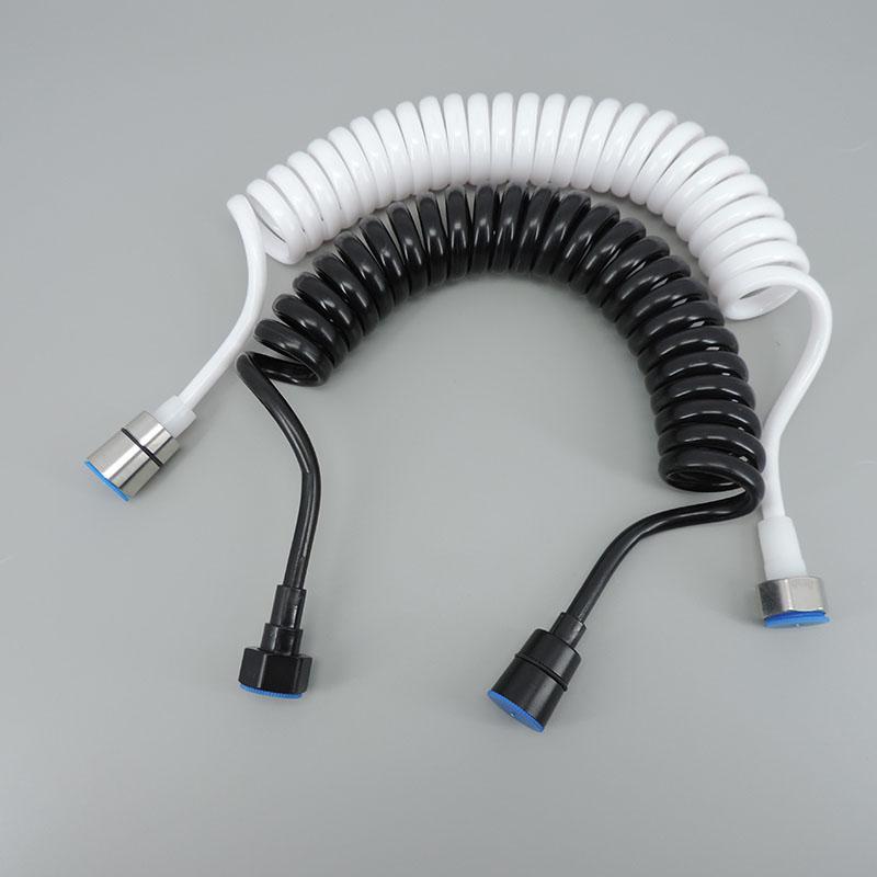3meter Max Length Black White Soft Flexible Spring Shower Head Telephone Water Tube Hose Pipe for Toilet Bidet Sprayer Bathroom