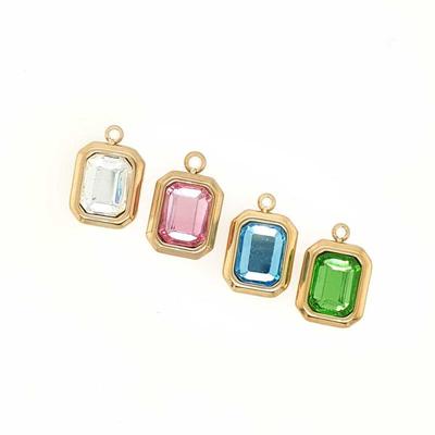 Surgical Gold Ion-Plated Square Cubic Pendant Accessories