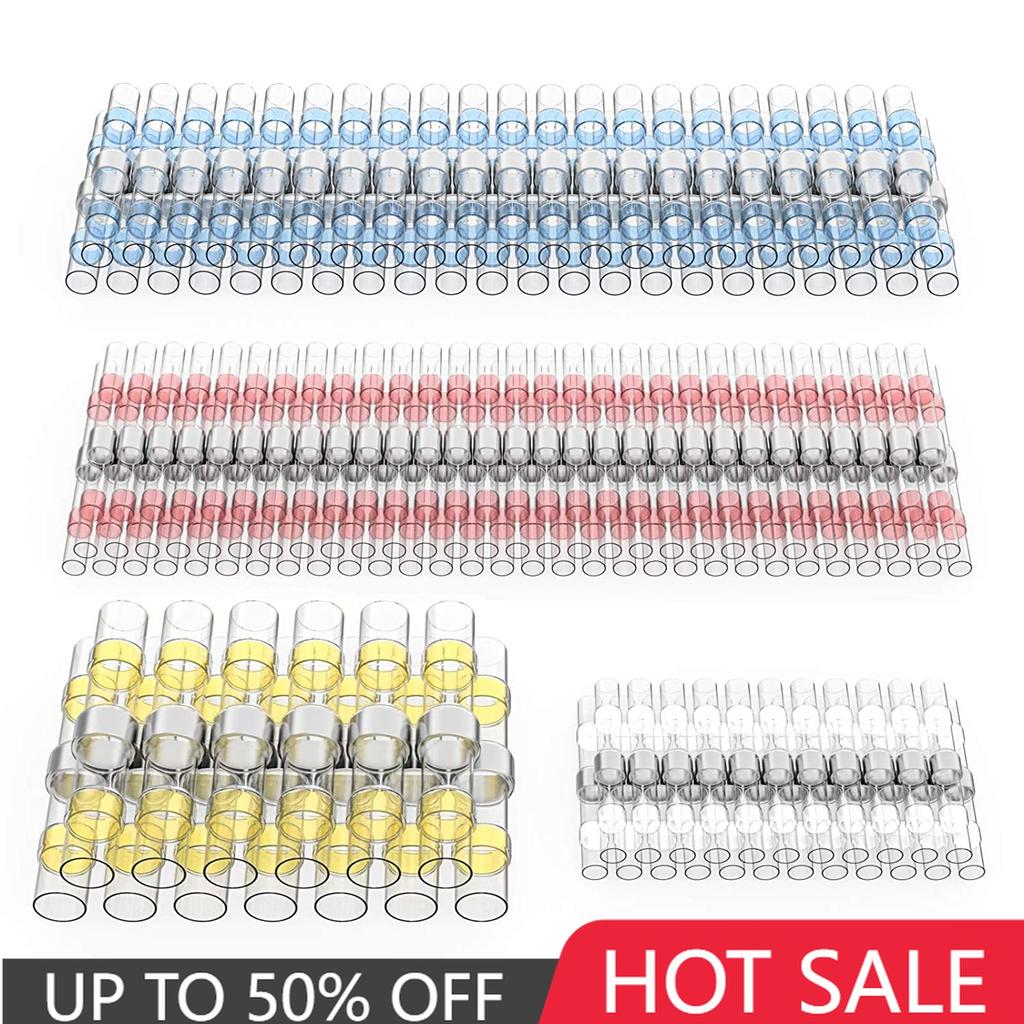 100pcs Solder Seal Wire Connectors Heat Shrink Solder Seal Butt Connectors Electrical Terminals Insulated Waterproof Copper Wire