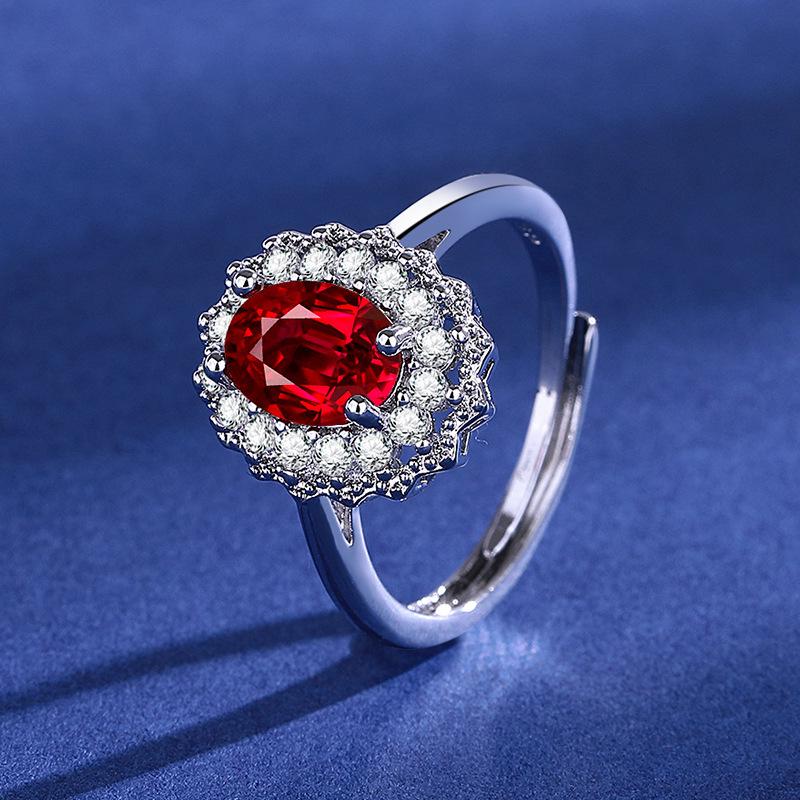 Milgrain Diamond Ruby Trio: Open Ring, Pendant Necklace & Stud Earrings Set