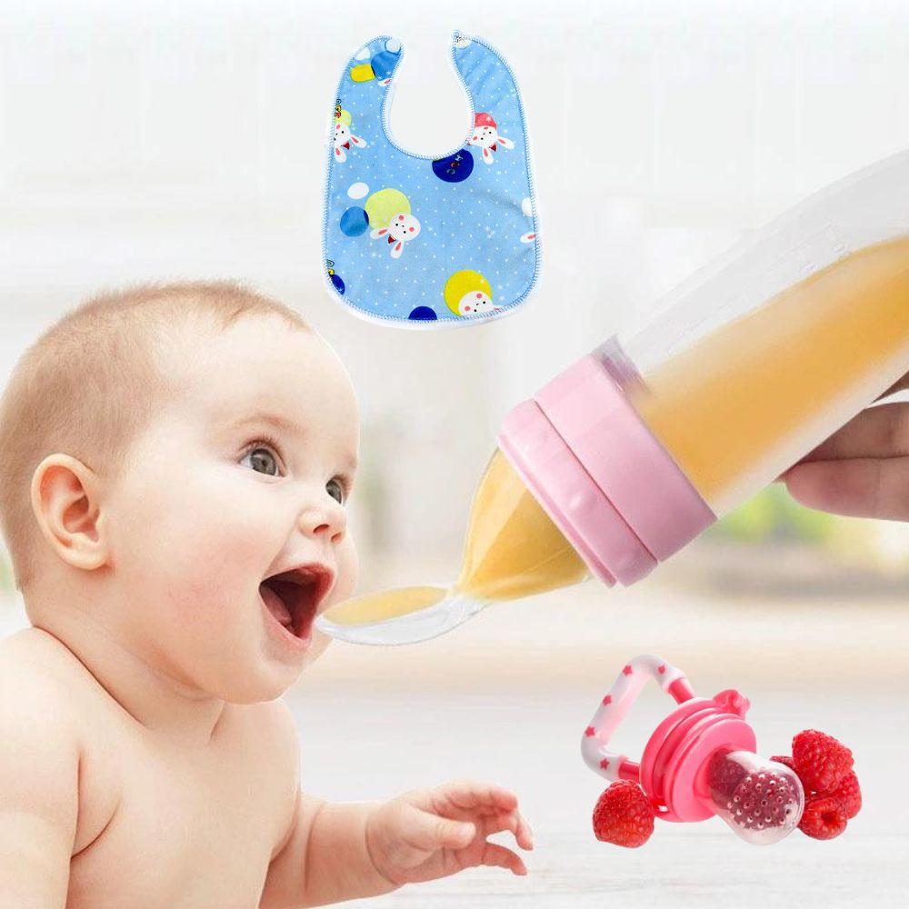 

Baby Feeding Combo – Food Feeder, Silicone Bib & Spoon Feeder Bottle Set Pack of 3