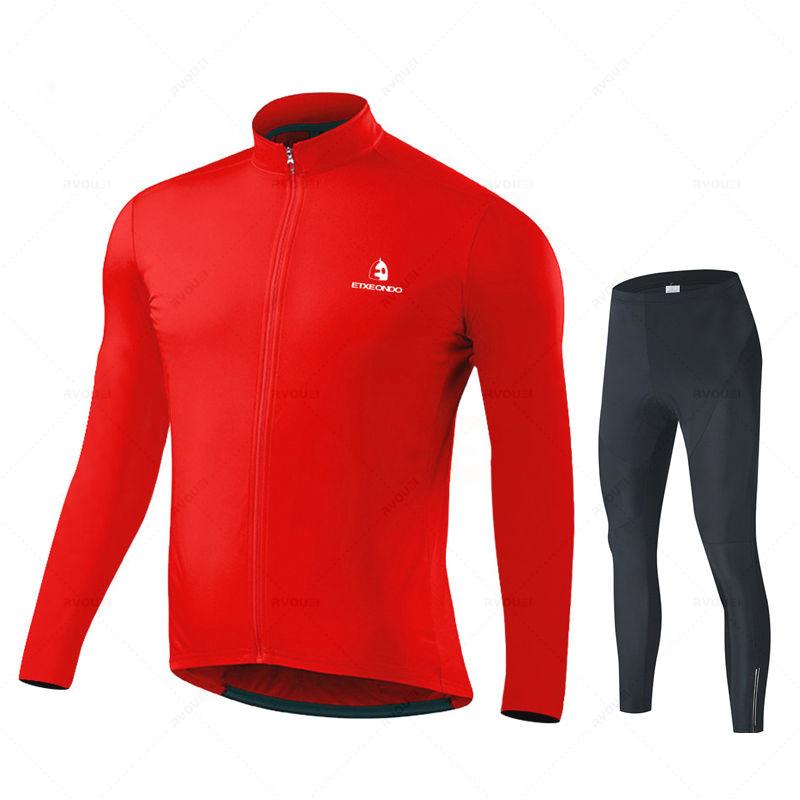 Autumn Cycling Suit Set  Pro Team Cycling Jersey 19D Bib Set MTB Uniform Bicycle Clothing Quick Dry Bike Clothes Mens Long Sleeves Wear