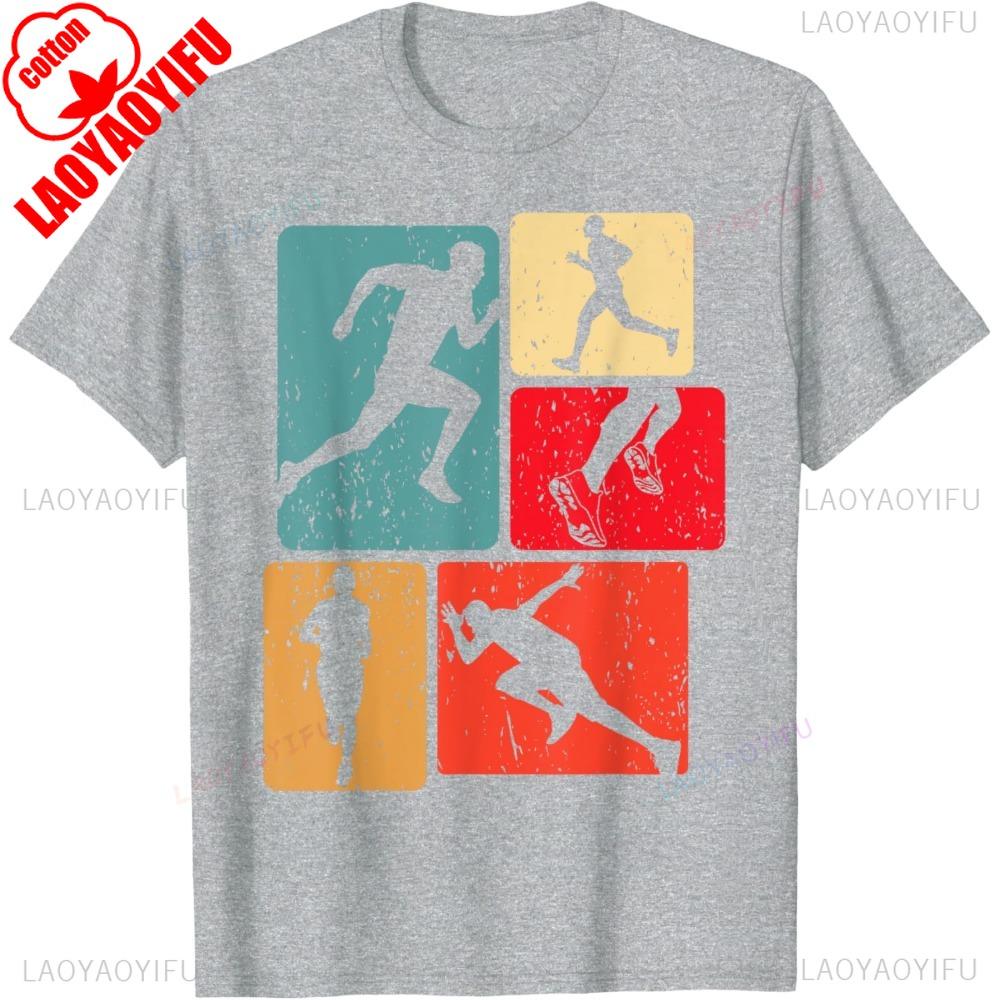 Funny Runner Running Marathon Track and Field Lovers Outfit TShirt Cotton Casual Fashion Loose Harajuku Man Tshirt Y2k Tees