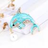 Cartoon Handgefertigt Legierung Öltropfen Delfin Perle Brosche Damen Accessoires Exquisit Ethnischer Stil Hypoallergen Luxus Emaille Brosche Langlebige Farbe