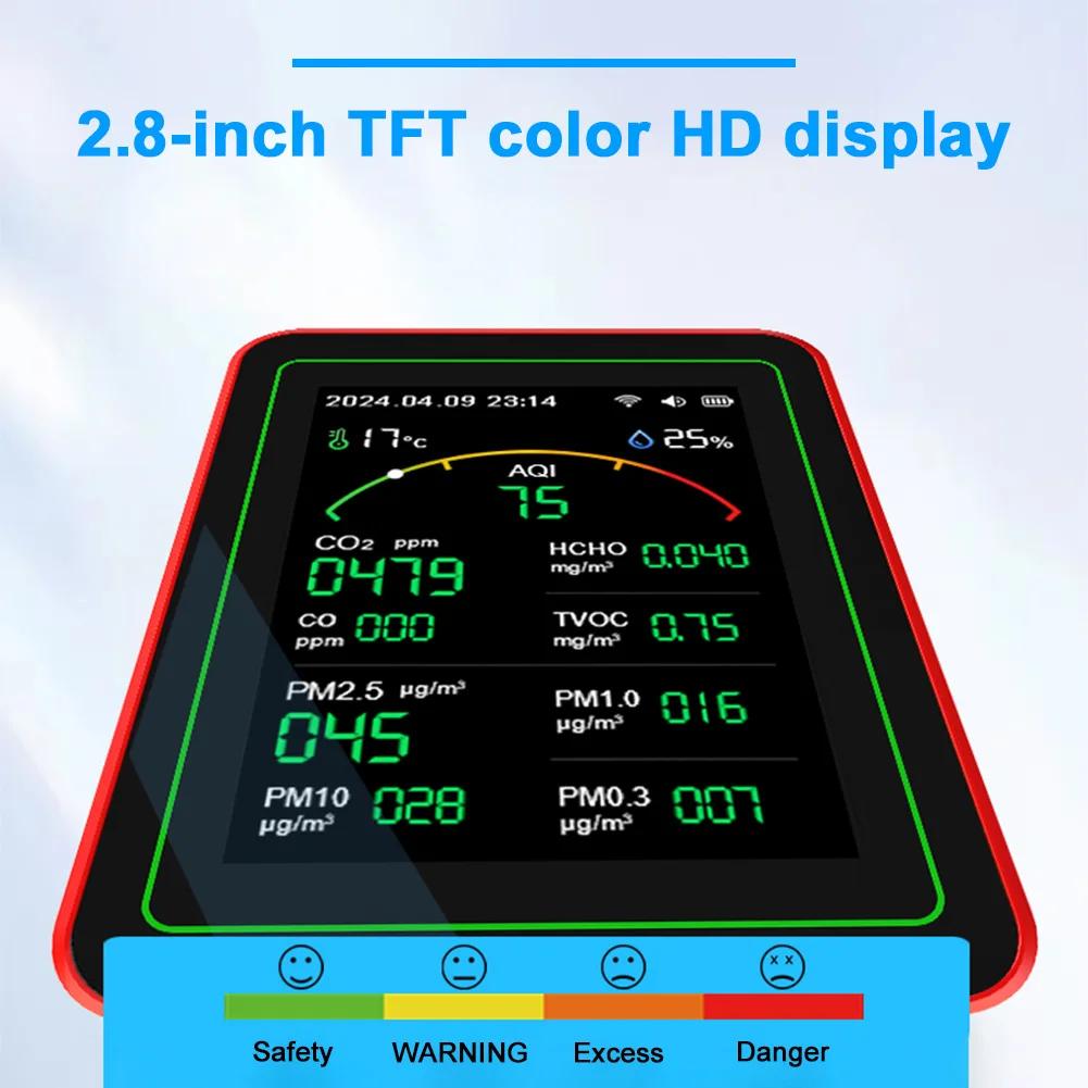 Tuya WiFi 15-in-1 Luftqualitätsdetektor APP-Steuerung Tragbarer AQI PM0.3 PM1.0 PM2.5 PM10 Tester Haushalt CO CO2 TVOC HCHO Tester