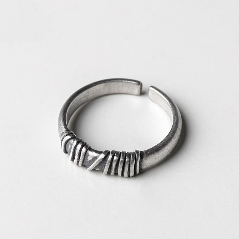 Retro Twine Thread Ring For Men Women Silver Color Punk Gothic Open Ring Unisex Accessories Handmade Designer Jewelry Lover Gift