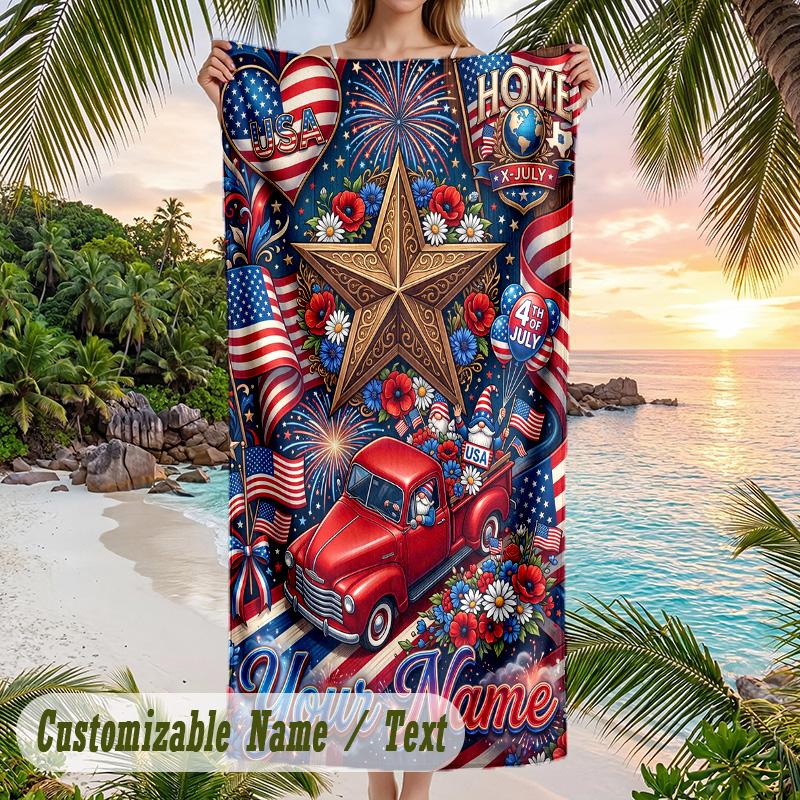 Space Cosmic Theme Beach Towel Personalized Custom Name & Text Soft Quick Dry Beach Towel for Swimming Travel