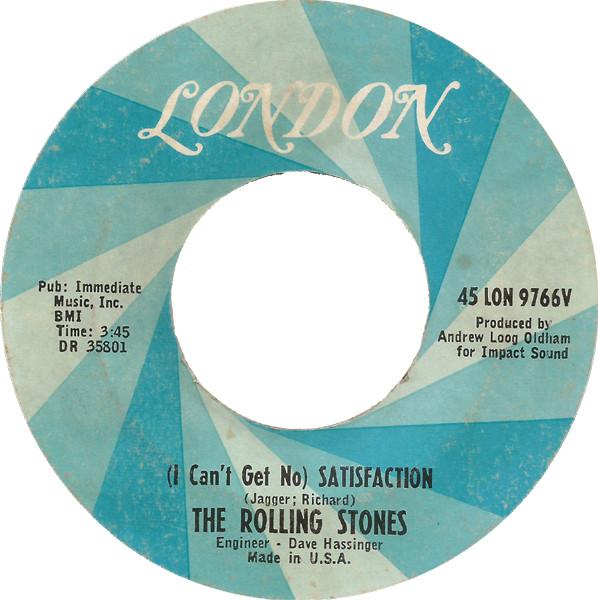 7inch Record ROLLING STONES - (I Can't Get No) Satisfaction 45LON9766V LONDON 1965 US Rock Used