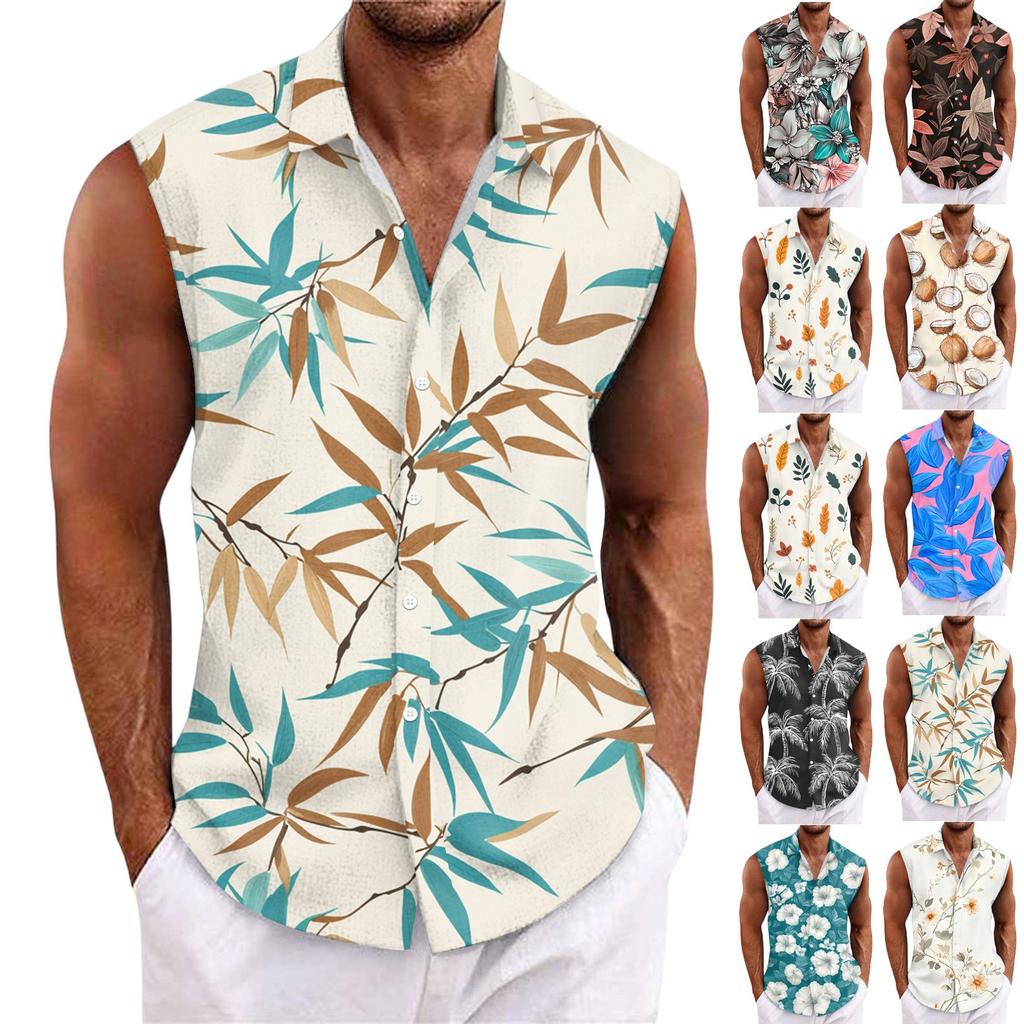 Pánská havajská košile s klopou na knoflíky, tričko, top