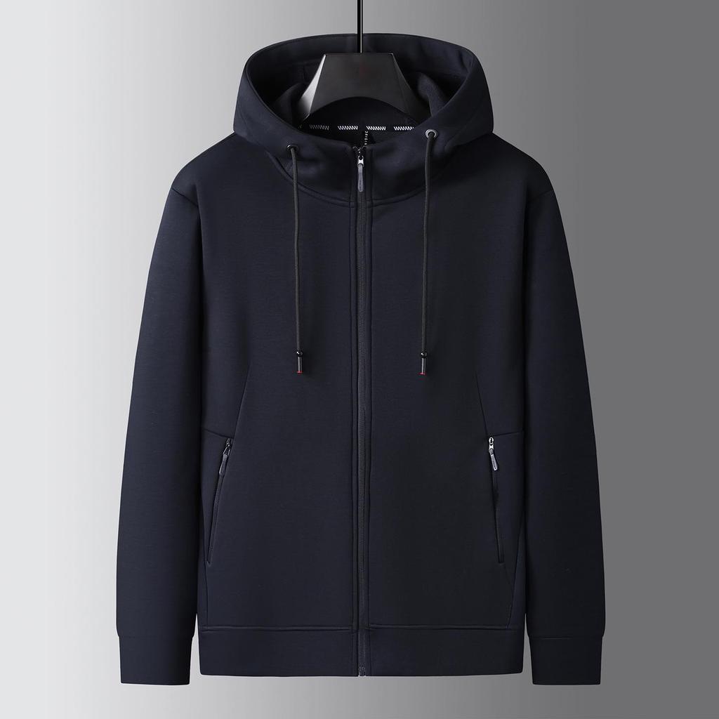 2025 Fleece-Lined Hooded Jacket: Men's Plus Size Thick Casual Sport Cardigan for Autumn/Winter