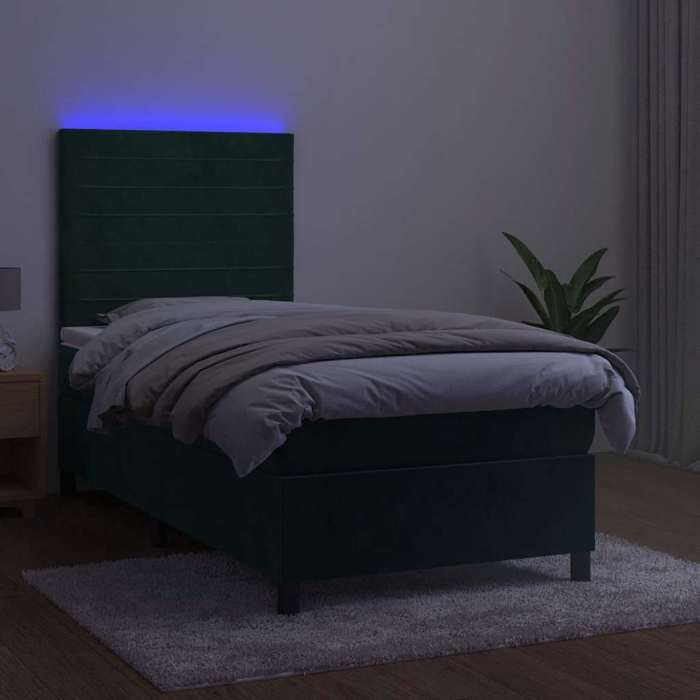 Maison Exclusive - Sommier à lattes de lit avec matelas LED Vert foncé 100x200 cm