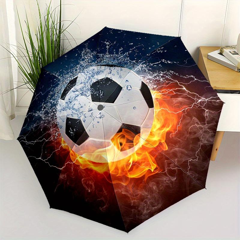 

Fire & Ice Soccer Ball Umbrella - Automatic Open/Close Compact Folding Umbrella with Soccer Ball Design, Portable Travel Umbre Iron&8K