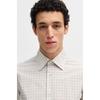 BOSS Slim Fit Shirt Light Beige Italian Check Cotton
