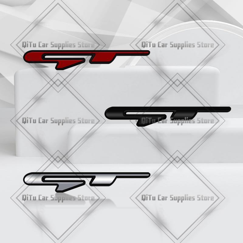 EEJQ9 Zinc Alloy Blue GT Line Badge Car Trunk Emblem 3D Grille Sticker For Kia Ceed Sportage Picanto Stonic Optima K5 Hyundai Peugeot