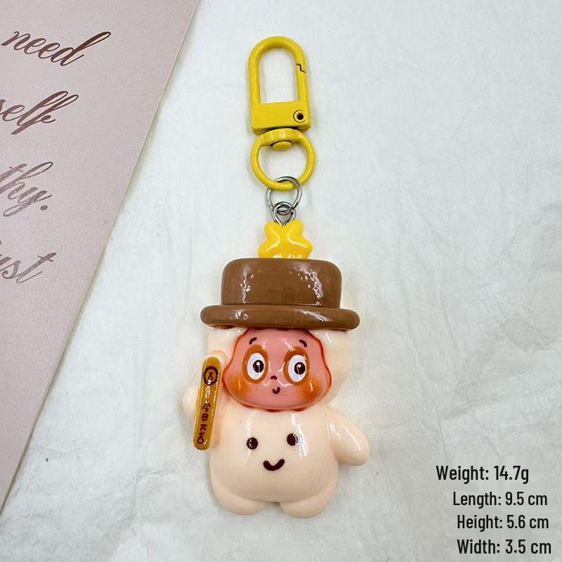 Starman Large Cute Cartoon Keychain Pendant - Creative Backpack Charm Cream Glue Accessory