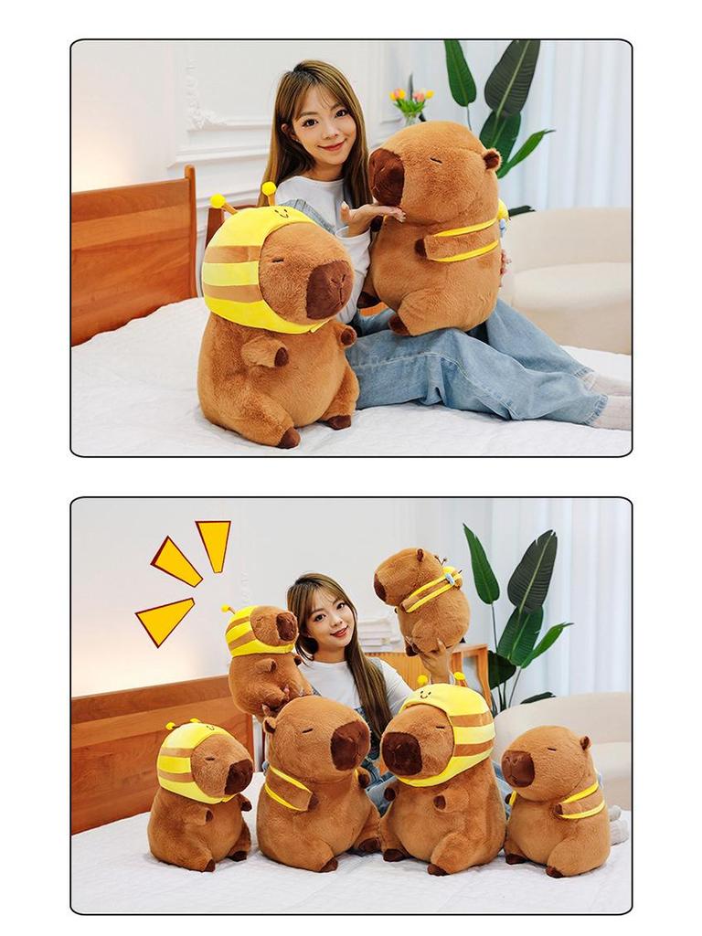 Capybara Plush Toy Pillow & Backpack - Bee Costume Gift