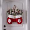 Twinkling Christmas Mitten Wreath Front Door Artificial Garland Holiday Wreath for Wall Window Fireplace Holiday Home Decor