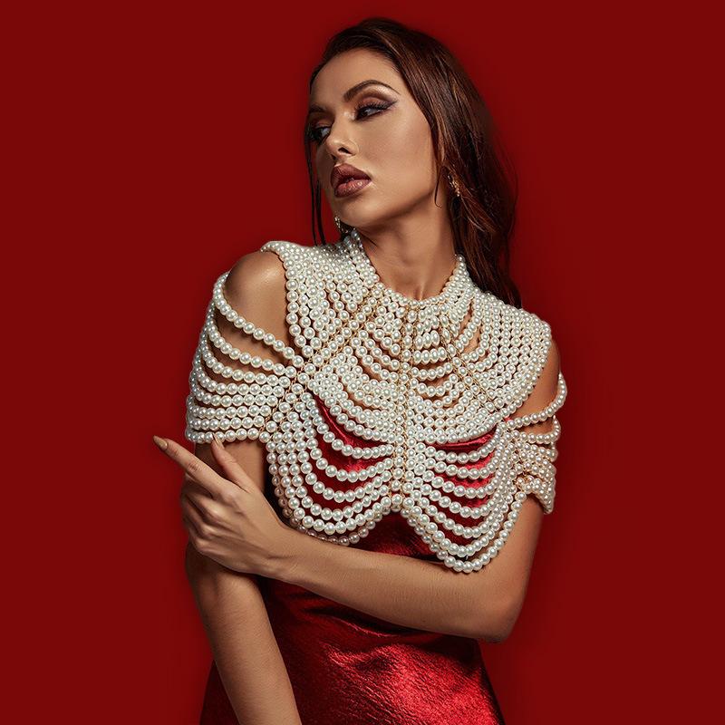 

Shawl Body Chain Jewelry Pearl Chest Chain Women s Fashion Party Shoulder Chain Accessories Chest