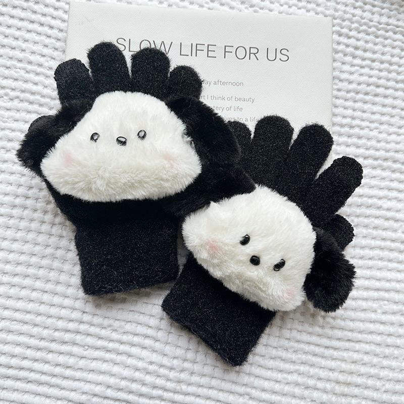 Korean Autumn and Winter Children's Gloves Sanrio Cartoon Warm and Cold Proof Thickened Baby Gloves Knitted Five Finger Gloves