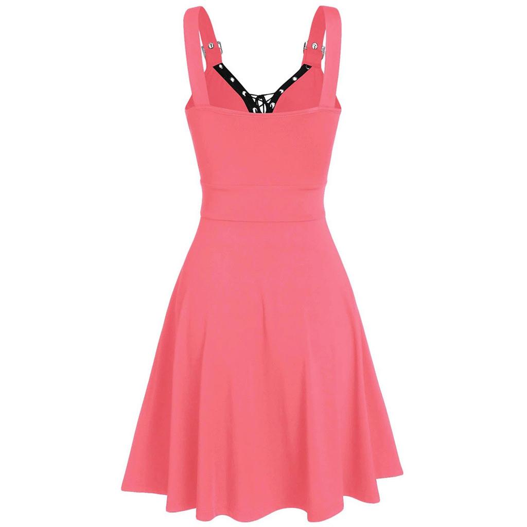 Kvinner Plus Size Cool Solid Bandasje Uregelmessig Hem Ermeløs Camisole Mini Dress