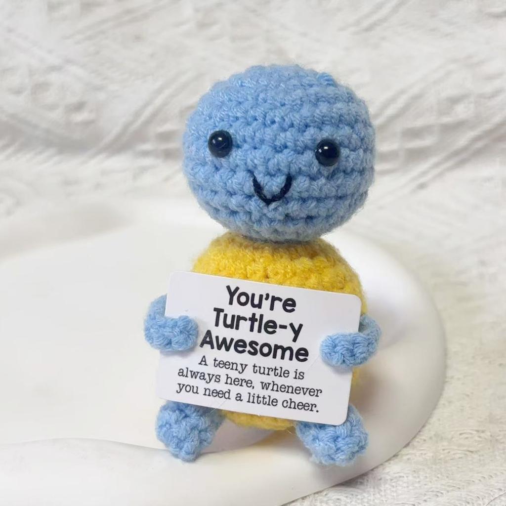 New Positive Crochet Turtle Doll Cute Emotional Support Turtle Desktop Ornament Emotional Inspirational Support Gift for Women