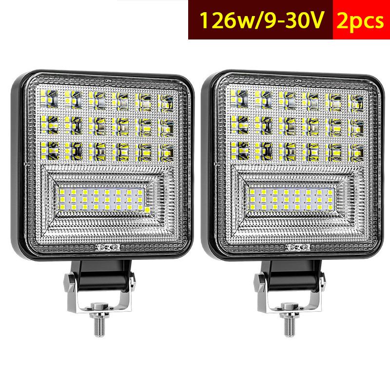 48w/126w Truck Off-road Suv Car Headlights Night Driving Lights Fog Lights 12v/9-30v Led Work Lights Square Spotlights/floodligh