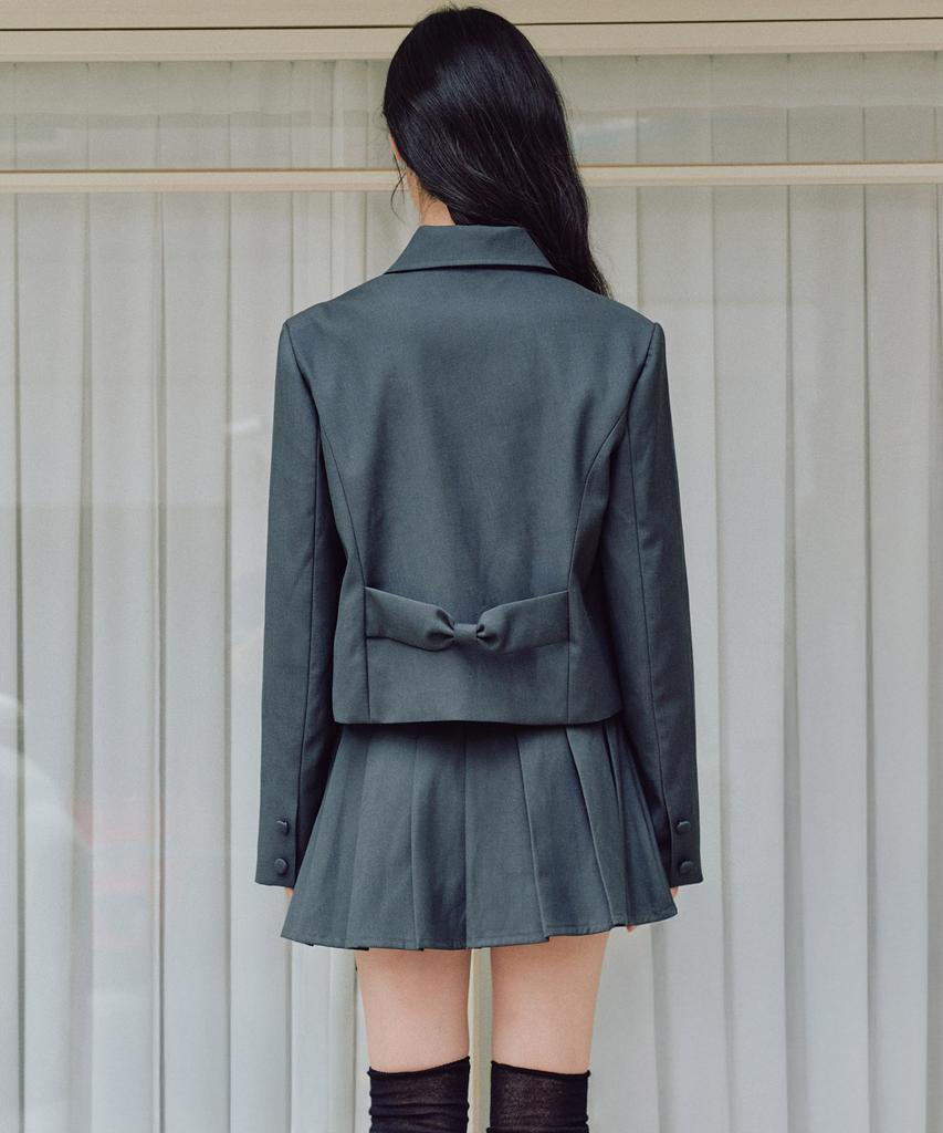 Short Jacket With Zeroplanet Ribbon [Charcoal]