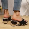 2025 New Metal Buckle Wedge Sandals for Women Fashion Rivet Decor Platform Slippers Woman Summer Thick Sole Roman Sandals Ladies