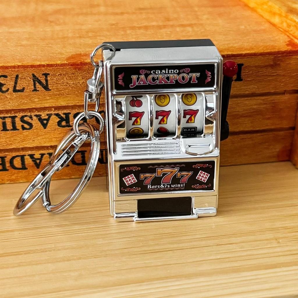 Retro Joystick Fruit Machine Keychain: Playable Spin Wheel Pendant Toy