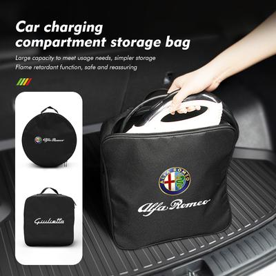 Car Charging Gun Storage Bag Waterproof Charger Cable Handled Bags For GT Stelvio F1 Brera Volante Tonale Gloria