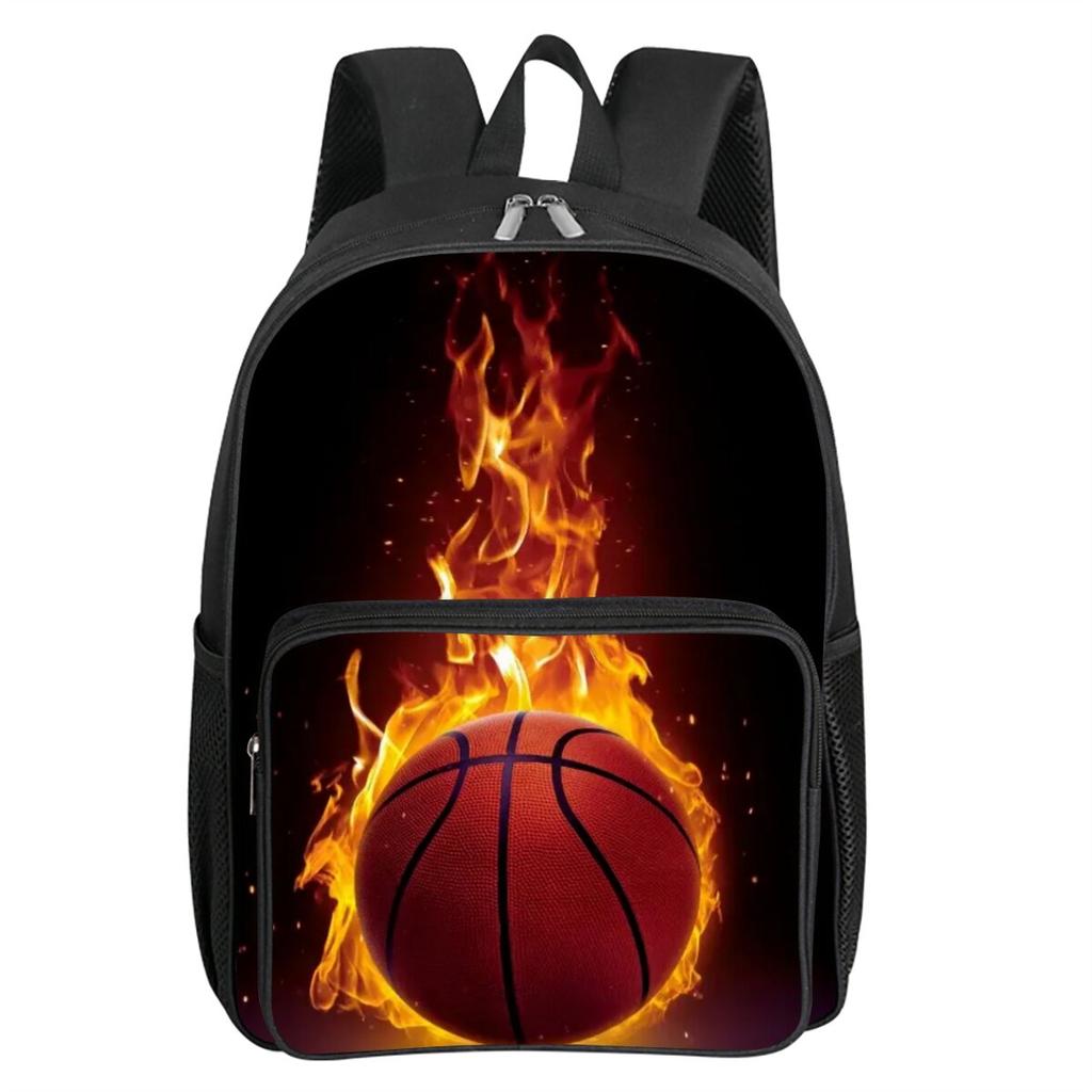 Basketball Patten Square Front Pocket Backpack Zipper Large Capacity for Boy/Girls Best Gift 2D Cartoon Children's School Bag