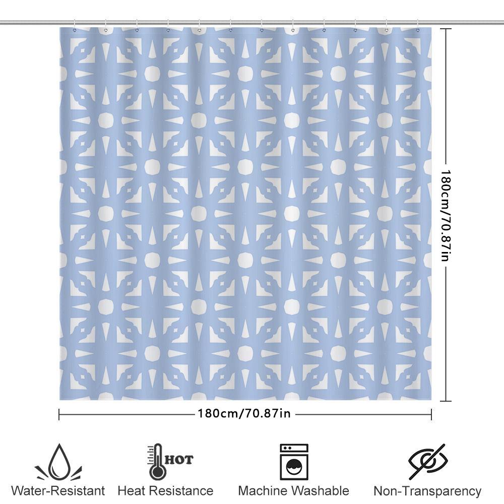 Blue White Shower Curtain With Snowflake Pattern, Perfect For Bathroom Decor Extra Long Size For Bathtub Or Stand-Up Shower Encl