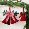 Velvet Flocked Christmas Bells Ornaments Set, Red Decorative Hanging Ornaments for Tree, Wreath, Garland
