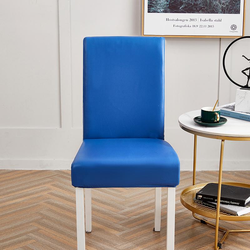 Solid Color Elastic Leather Seat Set Dining Chair Office Waterproof Dustproof Chair Cover