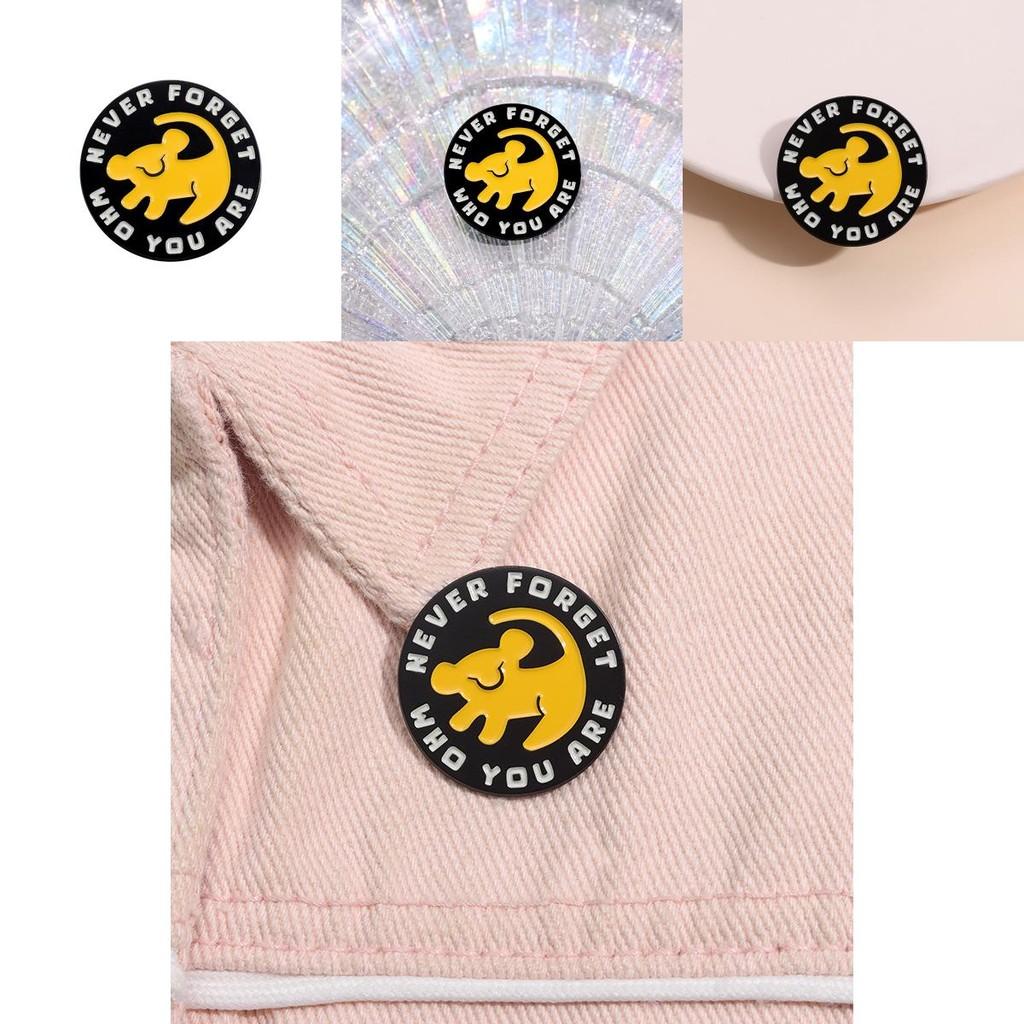 Stylish And Fun Geometric Round Never Forget Who You Are Cartoon Dog Metal Pin