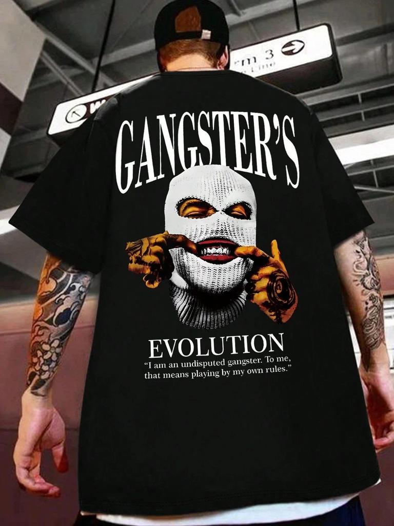 Hot selling new mens portrait pattern polyester hiphop luxurious breathable round neck Tshirt outdoor street casual top