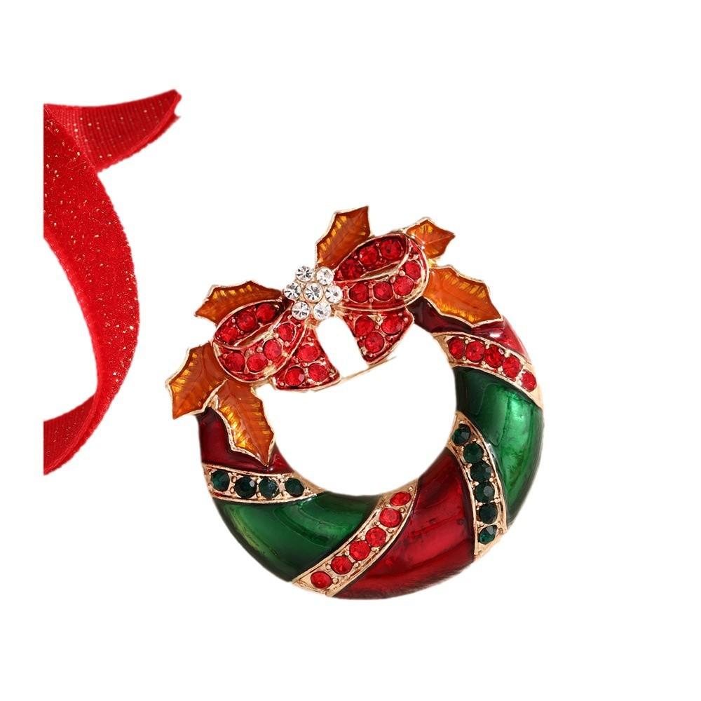 Broche de Liga de Esmalte Guirlanda de Agulhas de Pinheiro de Natal 2026 para Mulheres Ano Novo Navidad Roupa de Festa DIY Pin de Metal Presente de Natal Feminino