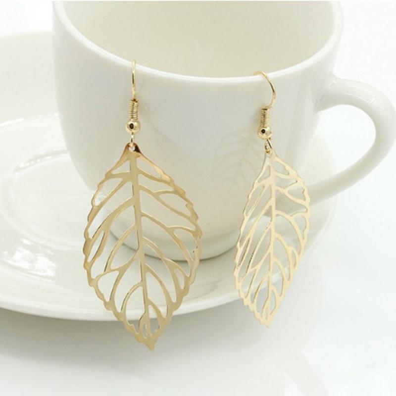 

Женская мода Простые металлические серьги-листья Простые женские серьги Подарок