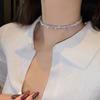 Delicate Zircon Pendant Necklace Elegant Beaded Necklaces Sweet Shiny Zircon Choker  Party